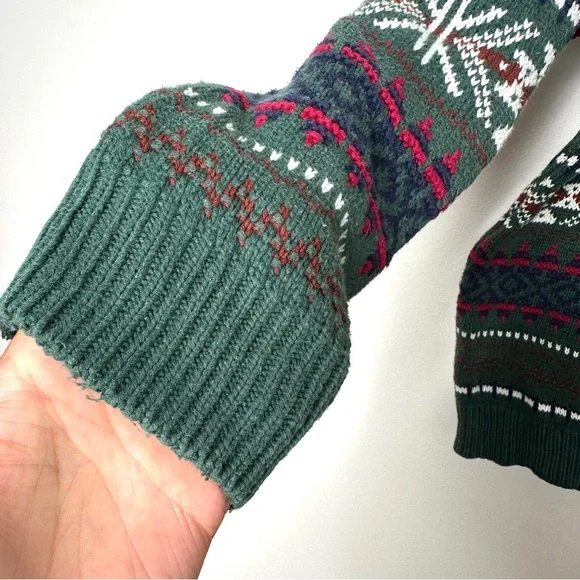 Vintage Cottagecore Cotton Ginny Cotton Forest Green Fair Isle Cozycore Sweater - Picture 9 of 9